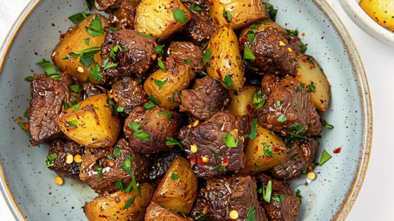 Garlic-Butter-Beef-Bites-with-Potatoes